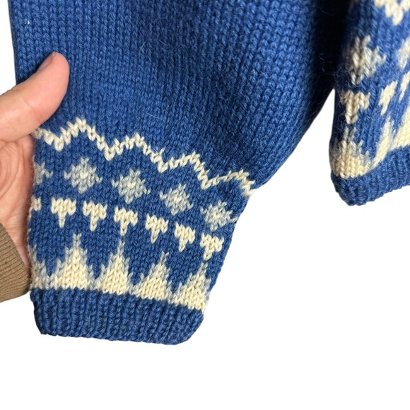 Vintage William Schmidt Norwegian Wool Sweater Blue Nordic Fair Isle Cardigan - Picture 4 of 9